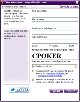 Enter your Party Poker bonus code here.